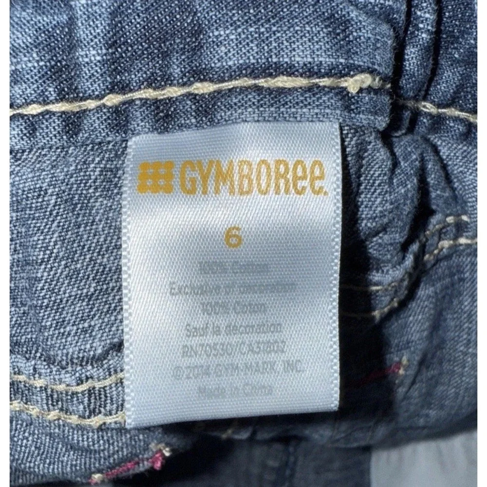 Gymboree Little Girls Size 6 Blue Jean Skirt Snap Pockets Cotton‎ 2014 Pink Trim
